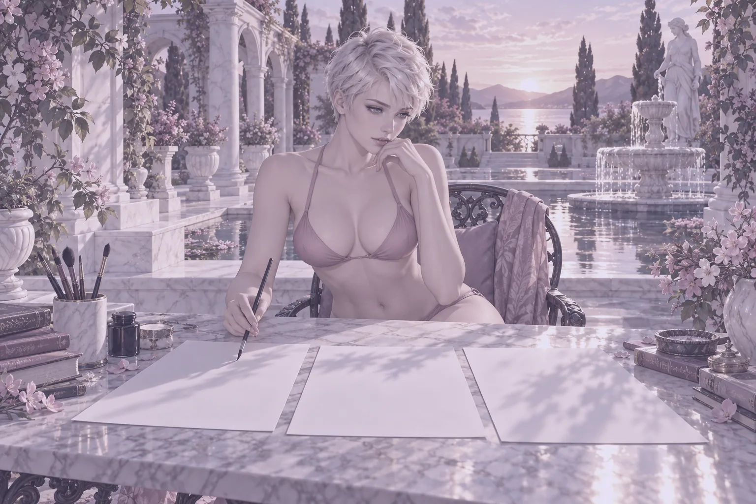 Hentai IA: ilustradora revisa tres láminas en blanco antes de elegir un generador